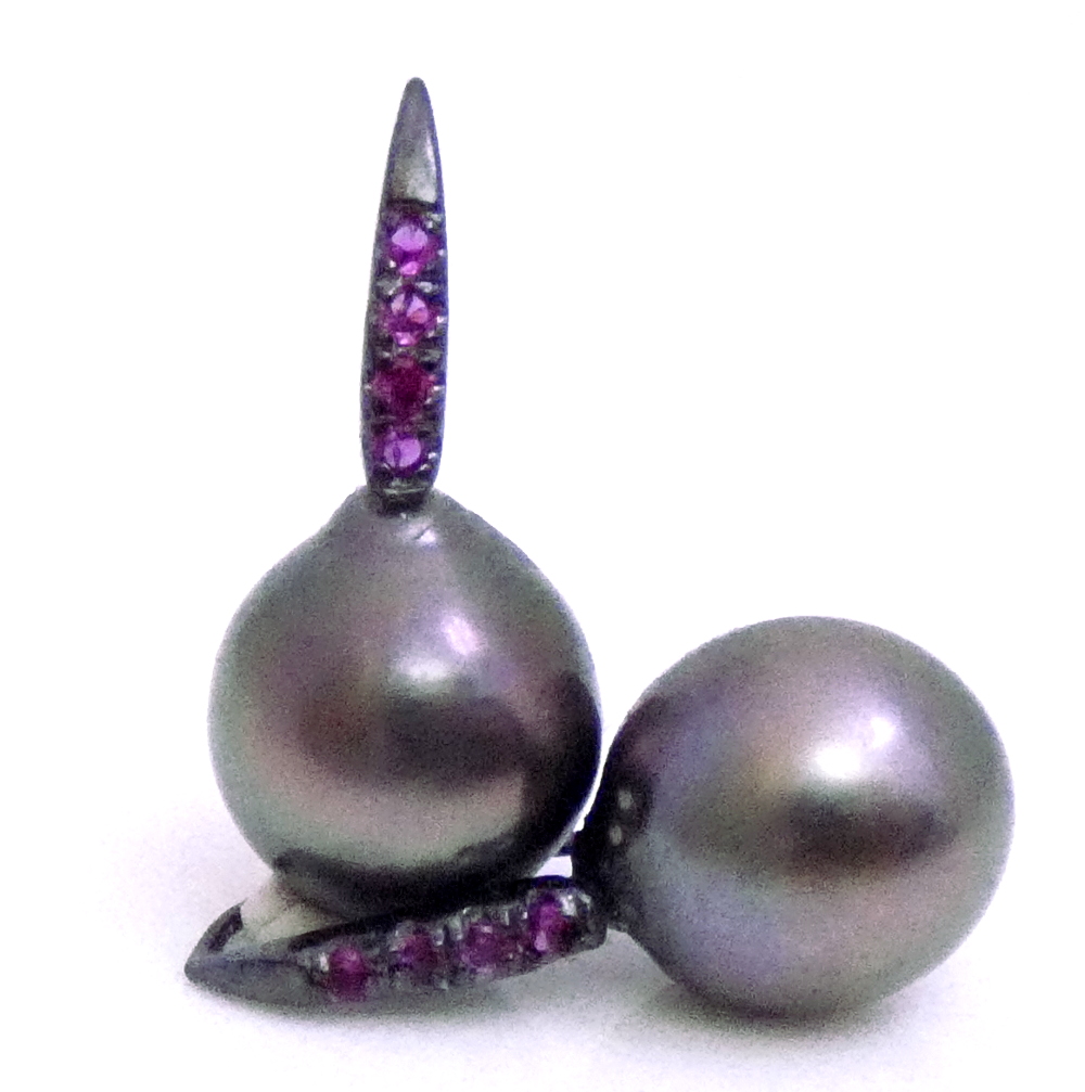 Tahitian Pearls Peacock Drop Earrings